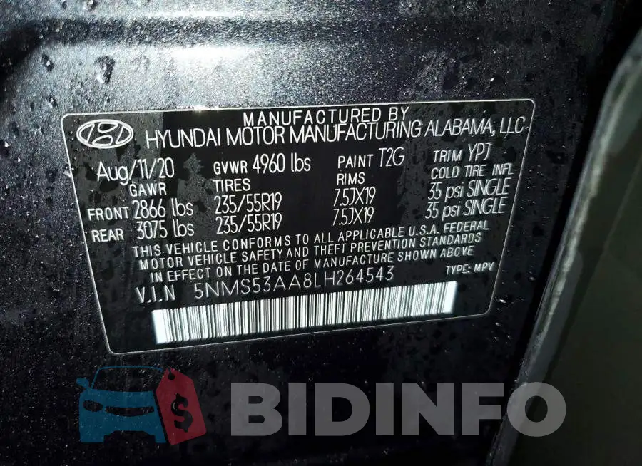5NMS53AA8LH264543 Photo# 12