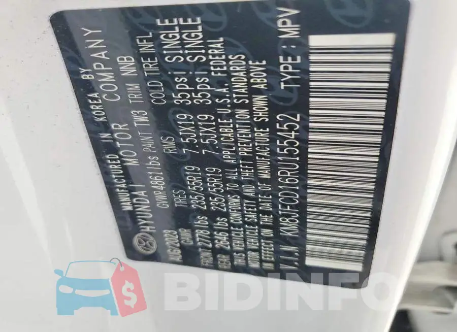 KM8JFCD16RU155452 Photo# 12