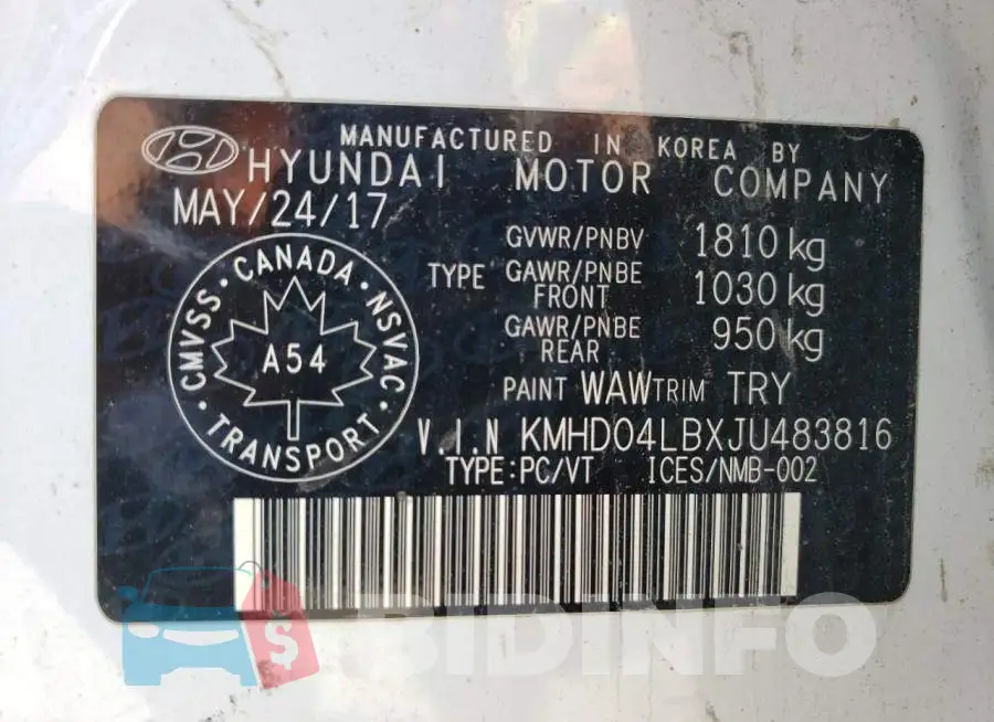 KMHD04LBXJU483816 Photo# 12