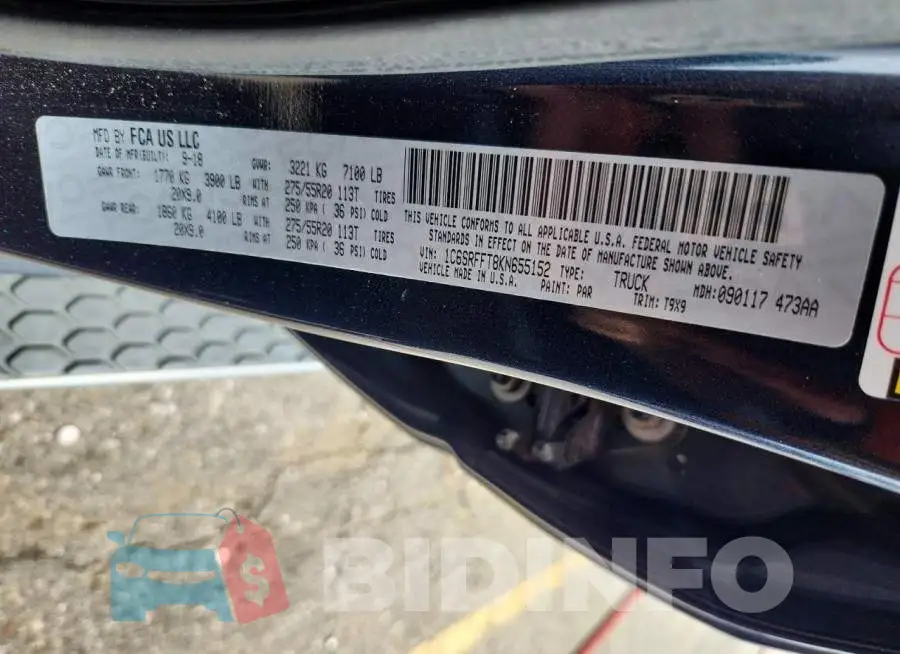 1C6SRFFT8KN655152 Photo# 13