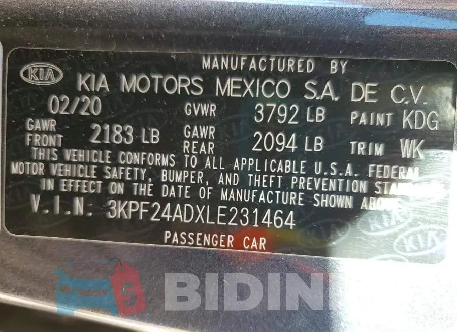 3KPF24ADXLE231464 Photo# 12