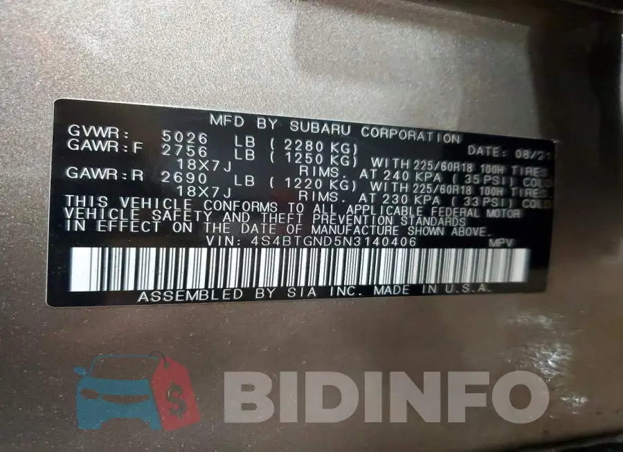 4S4BTGND5N3140406 Photo# 14