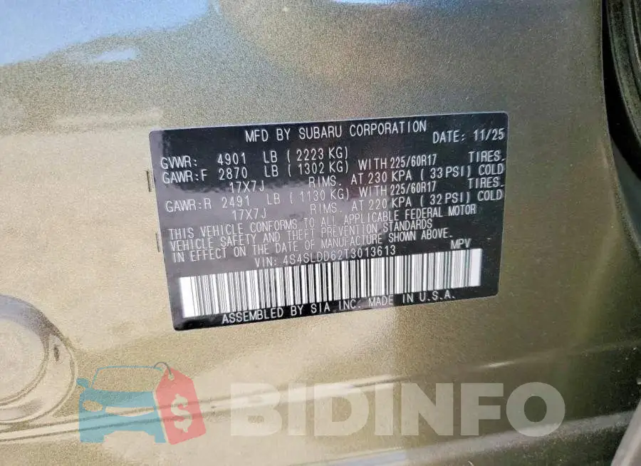 4S4SLDD62T3013613 Photo# 13