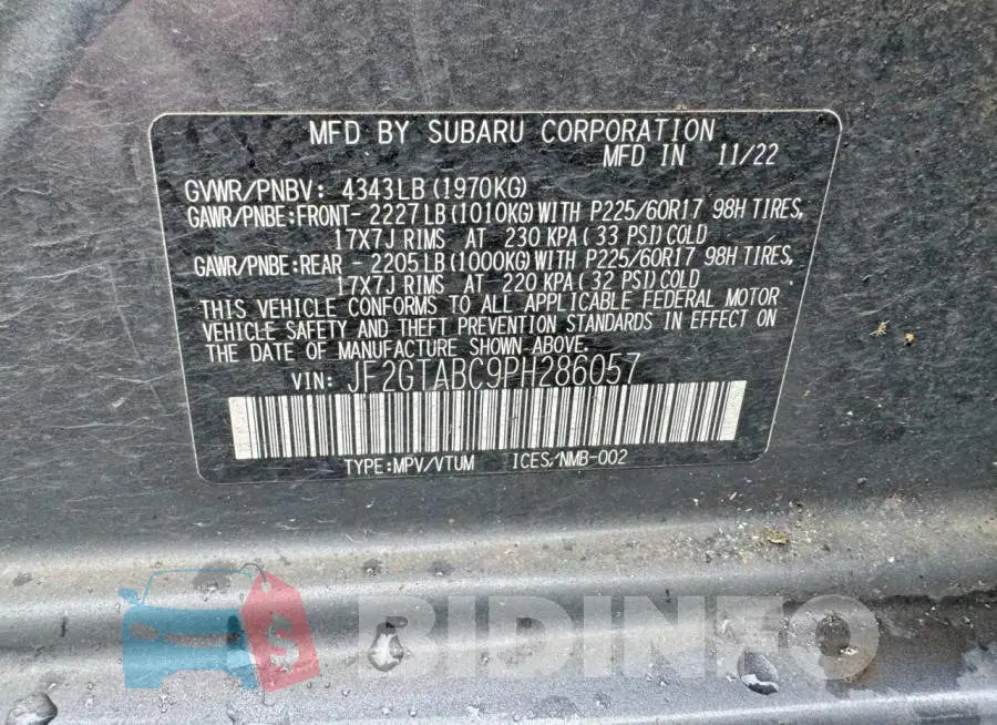 JF2GTABC9PH286057 Photo# 10