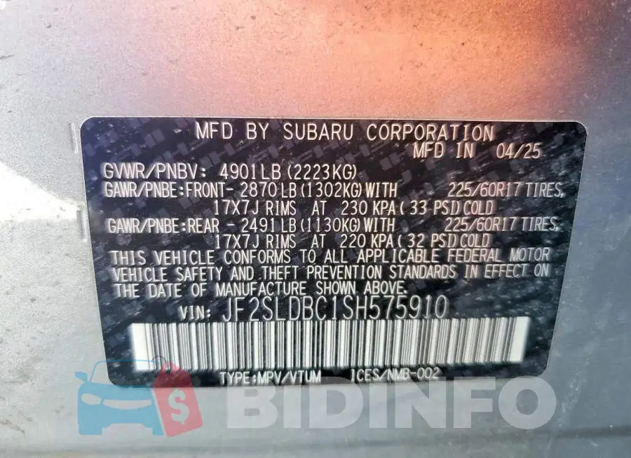 JF2SLDBC1SH575910 Photo# 13