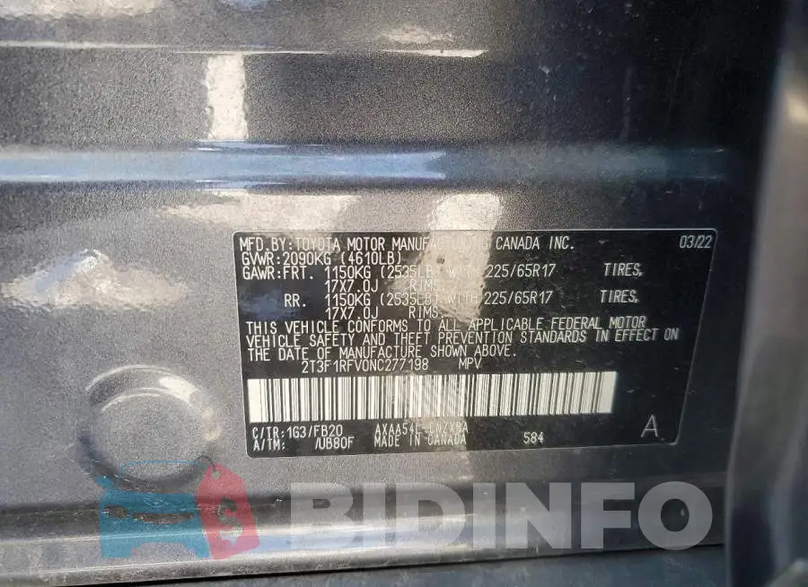 2T3F1RFV0NC277198 Photo# 14