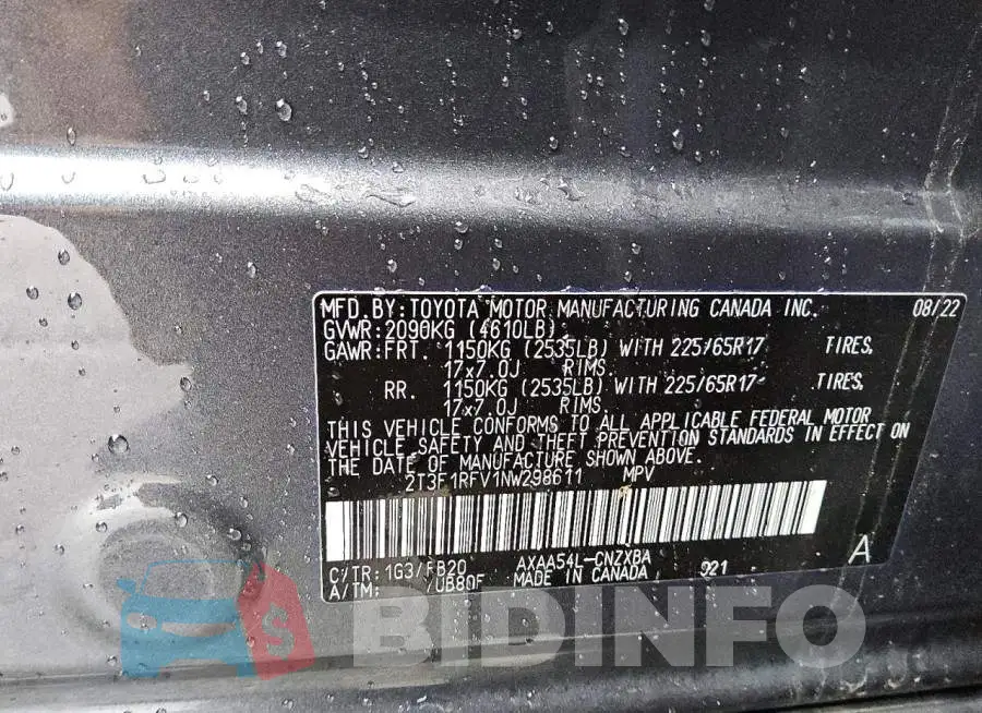 2T3F1RFV1NW298611 Photo# 13