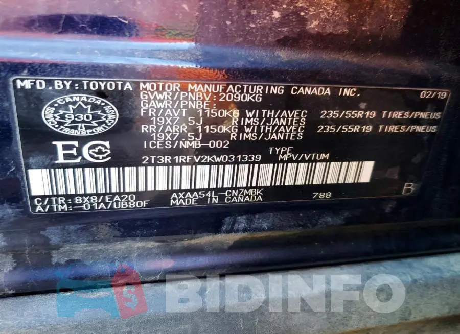 2T3R1RFV2KW031339 Photo# 13