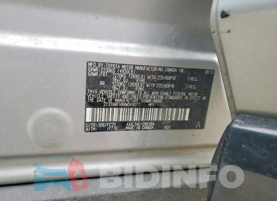 2T3T6RFV8RW049071 Photo# 14