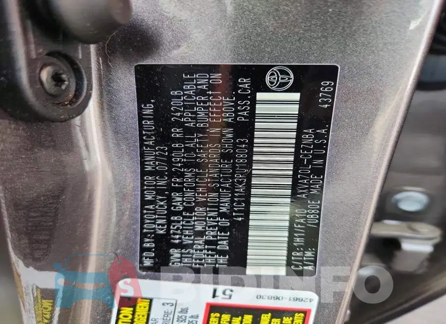 4T1C11AK3PU188043 Photo# 12
