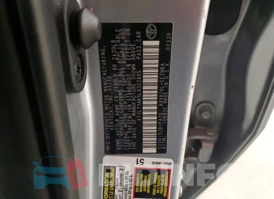 4T1L11AK5LU322805 Photo# 13