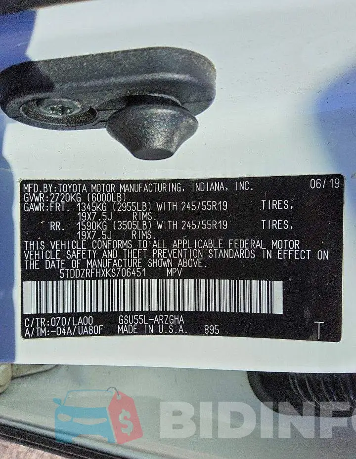 5TDDZRFHXKS706451 Photo# 13