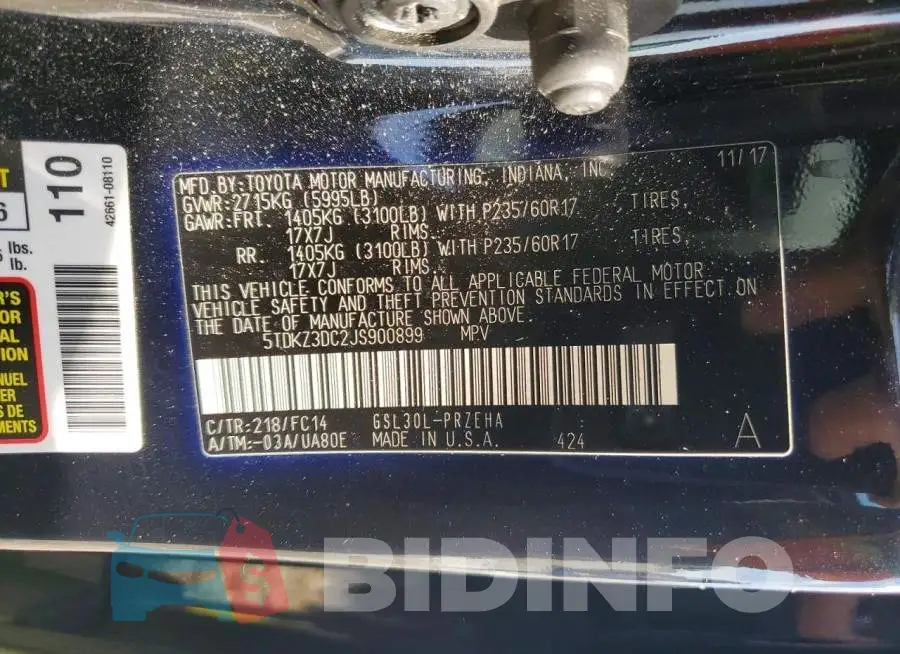 5TDKZ3DC2JS900899 Photo# 14