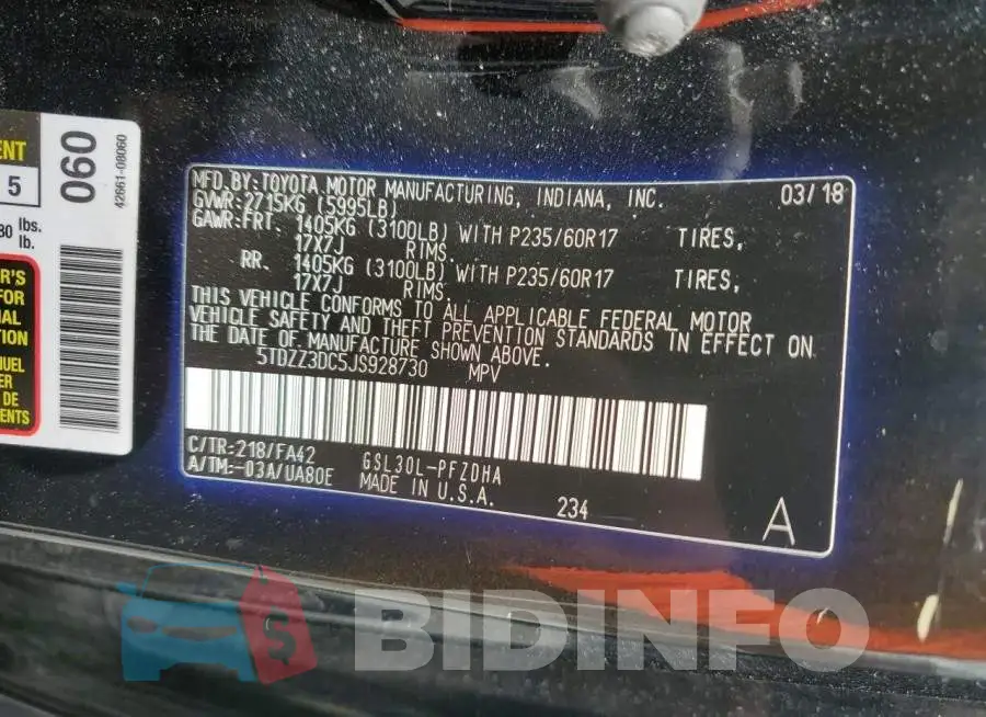 5TDZZ3DC5JS928730 Photo# 13