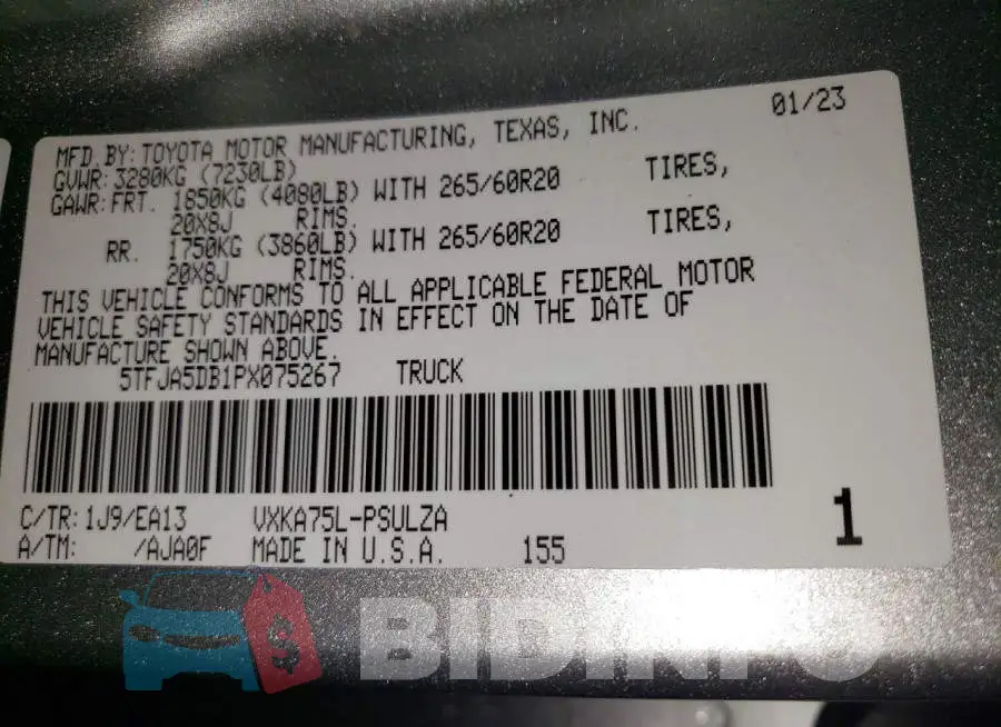 5TFJA5DB1PX075267 Photo# 12