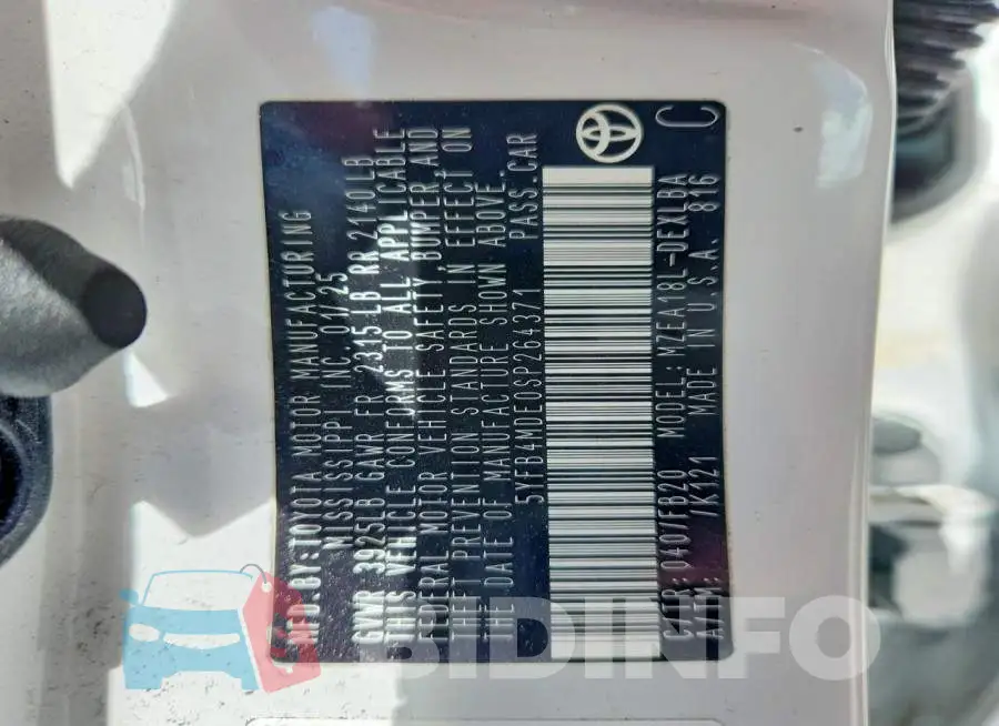 5YFB4MDE0SP264371 Photo# 13