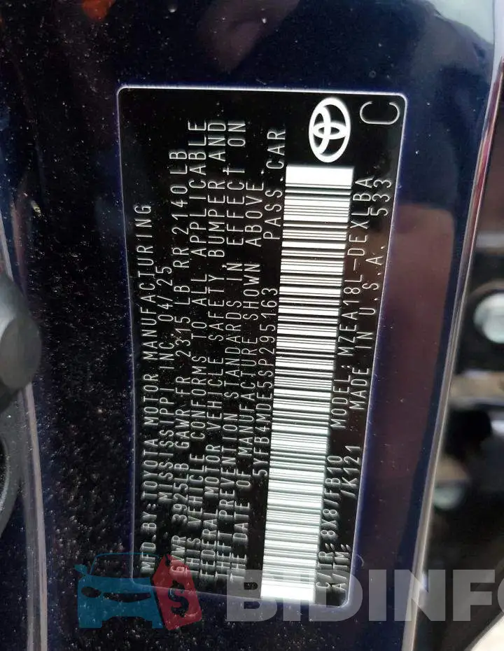5YFB4MDE5SP295163 Photo# 12