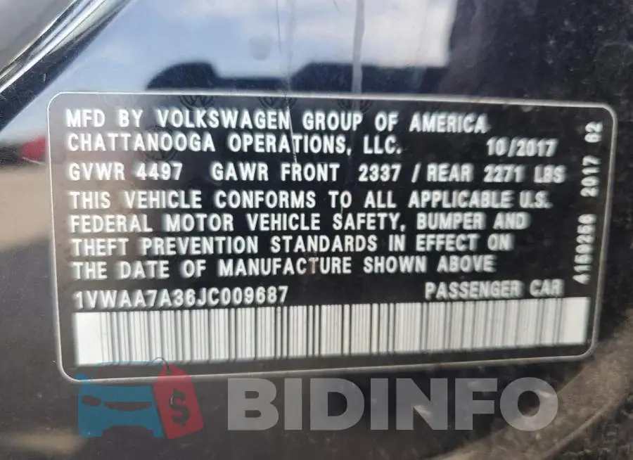 1VWAA7A36JC009687 Photo# 12