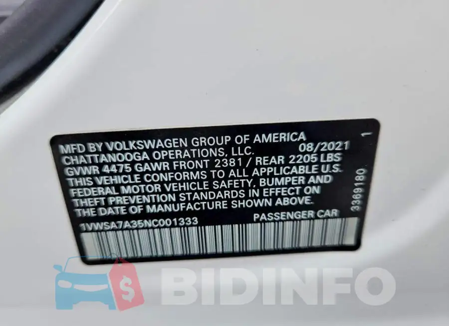 1VWSA7A35NC001333 Photo# 12