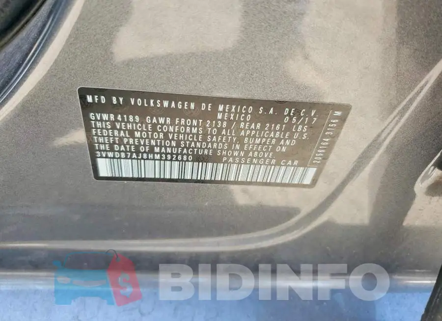 3VWDB7AJ8HM392680 Photo# 12