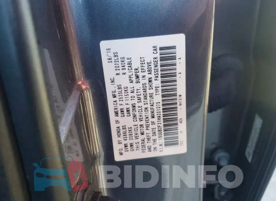 19UUB2F31HA001075 Photo# 12