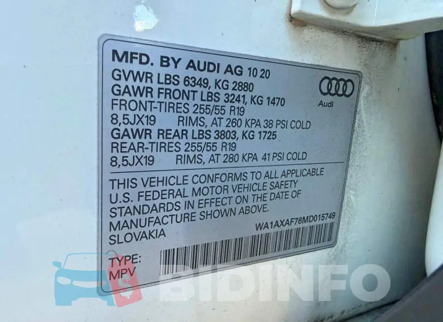 WA1AXAF76MD015749 Photo# 13
