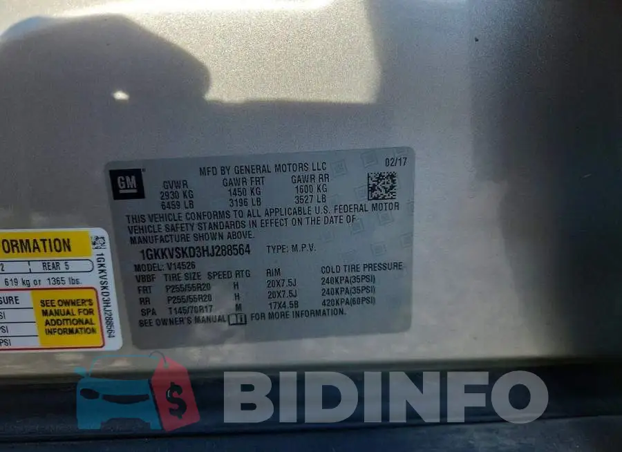 1GKKVSKD3HJ288564 Photo# 12