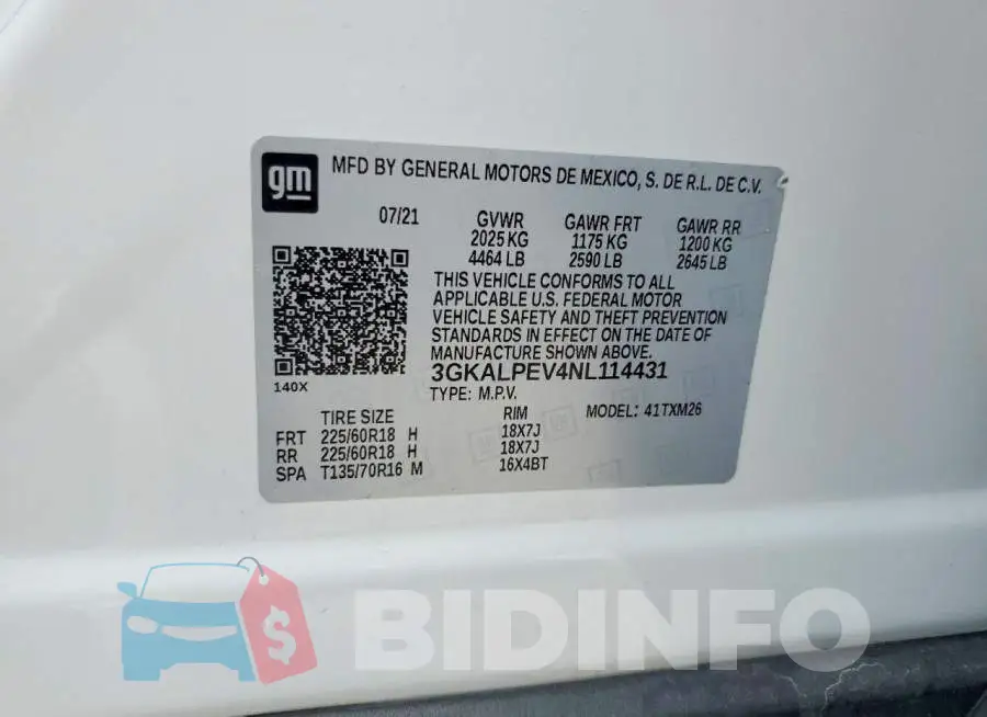 3GKALPEV4NL114431 Photo# 12