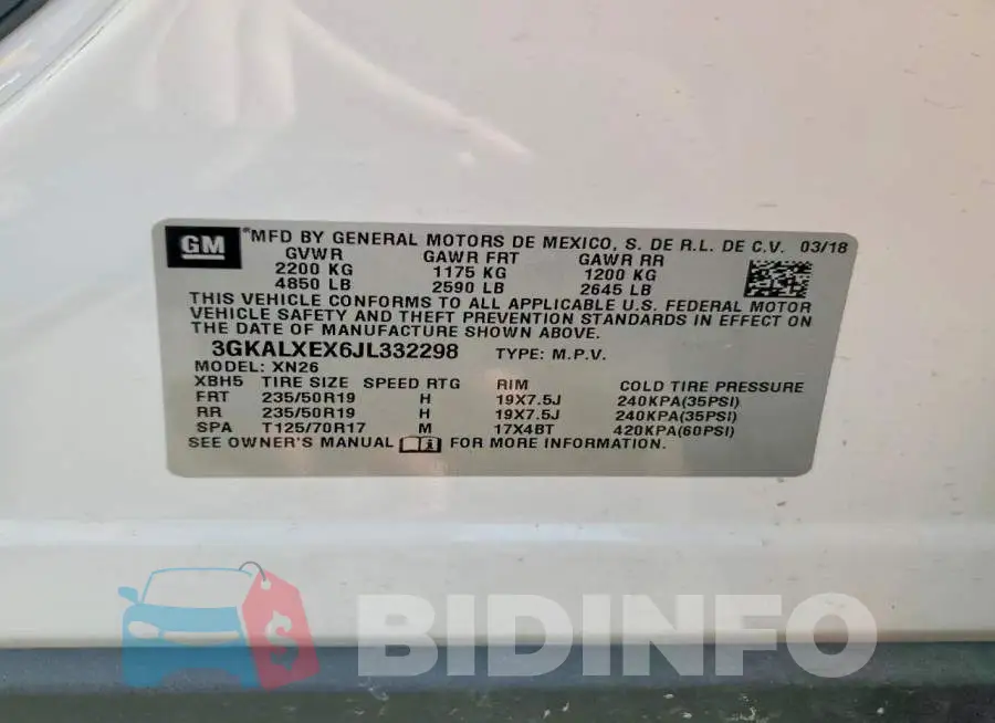 3GKALXEX6JL332298 Photo# 13