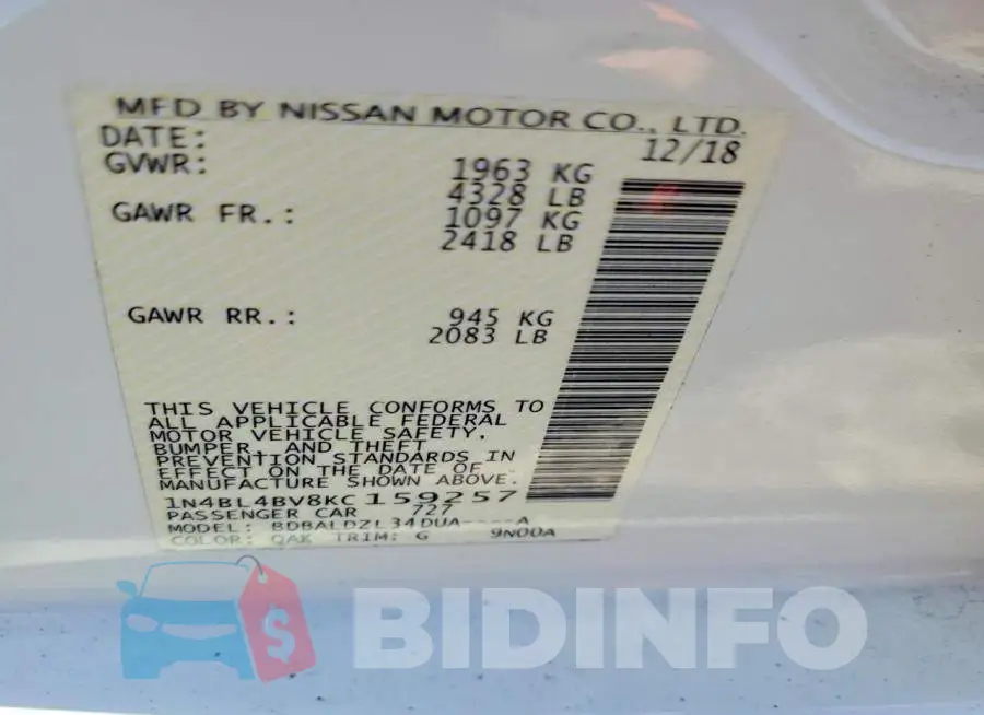 1N4BL4BV8KC159257 Photo# 12