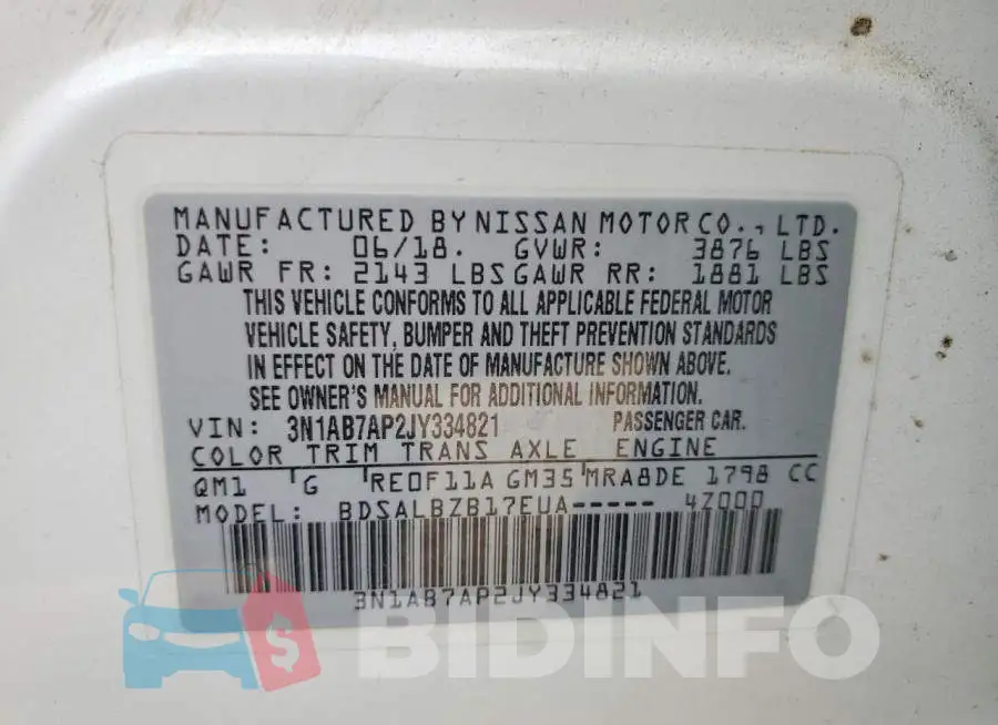 3N1AB7AP2JY334821 Photo# 12