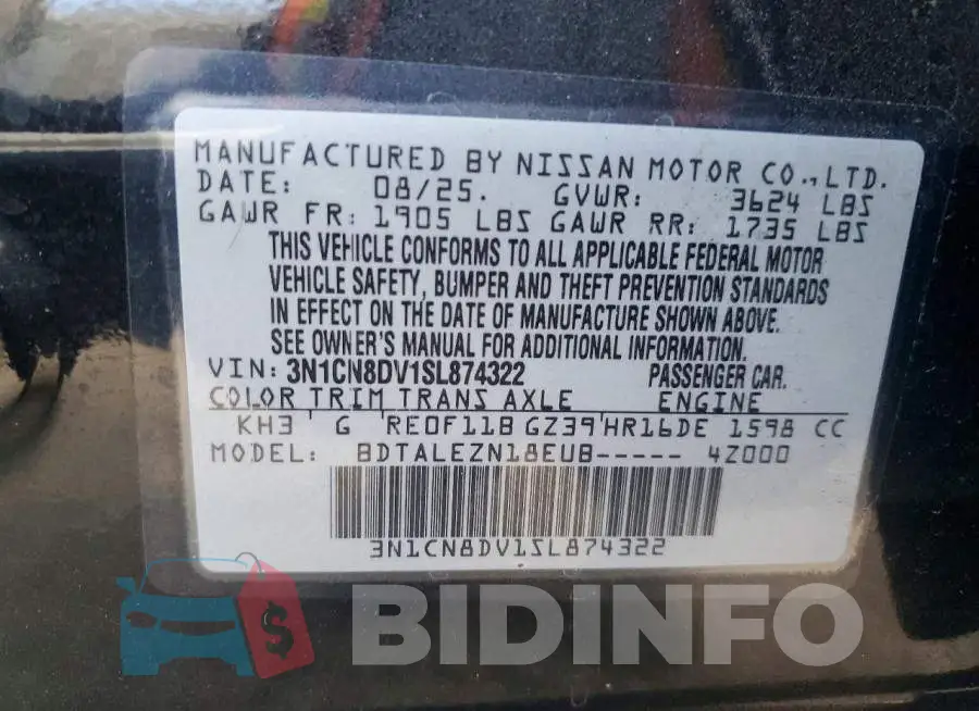 3N1CN8DV1SL874322 Photo# 13