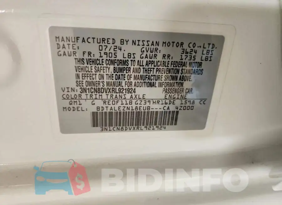 3N1CN8DVXRL921924 Photo# 12