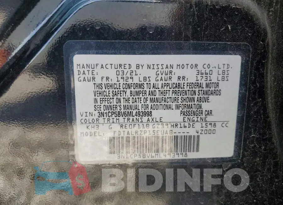 3N1CP5BV6ML493998 Photo# 13