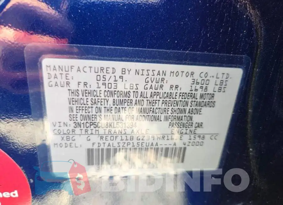 3N1CP5CU8KL531394 Photo# 13