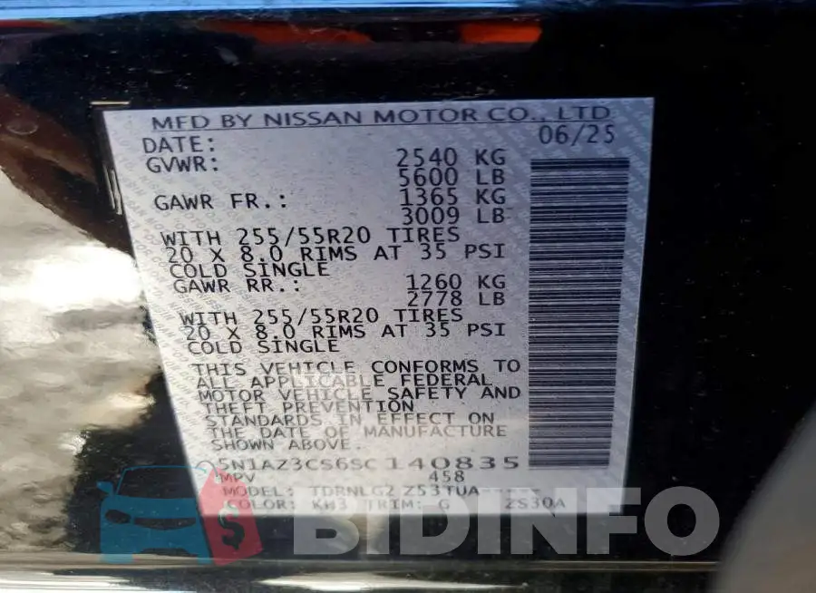 5N1AZ3CS6SC140835 Photo# 14