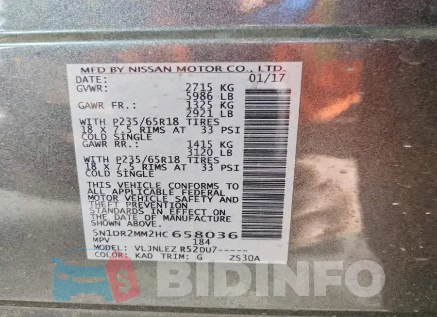 5N1DR2MM2HC658036 Photo# 13