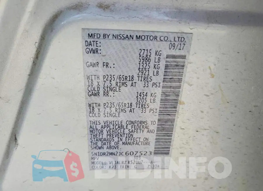 5N1DR2MN2JC607523 Photo# 13