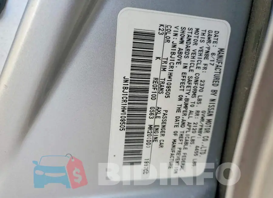 JN1BJ1CR1HW109505 Photo# 12