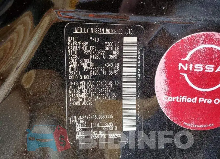 JN8AY2NF6L9360335 Photo# 14