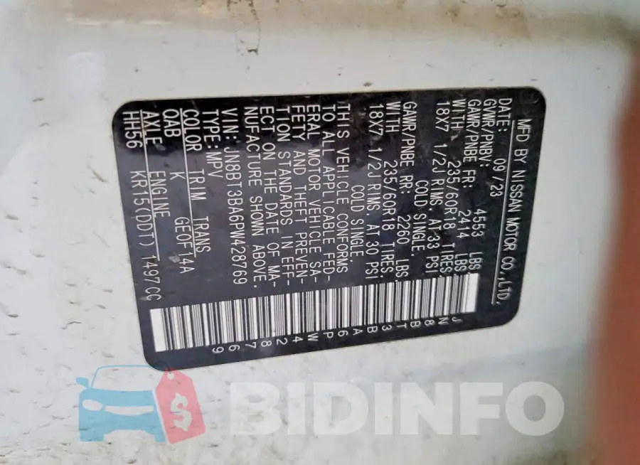 JN8BT3BA6PW428769 Photo# 12