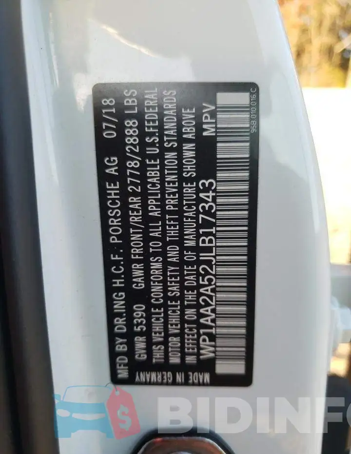 WP1AA2A52JLB17343 Photo# 13