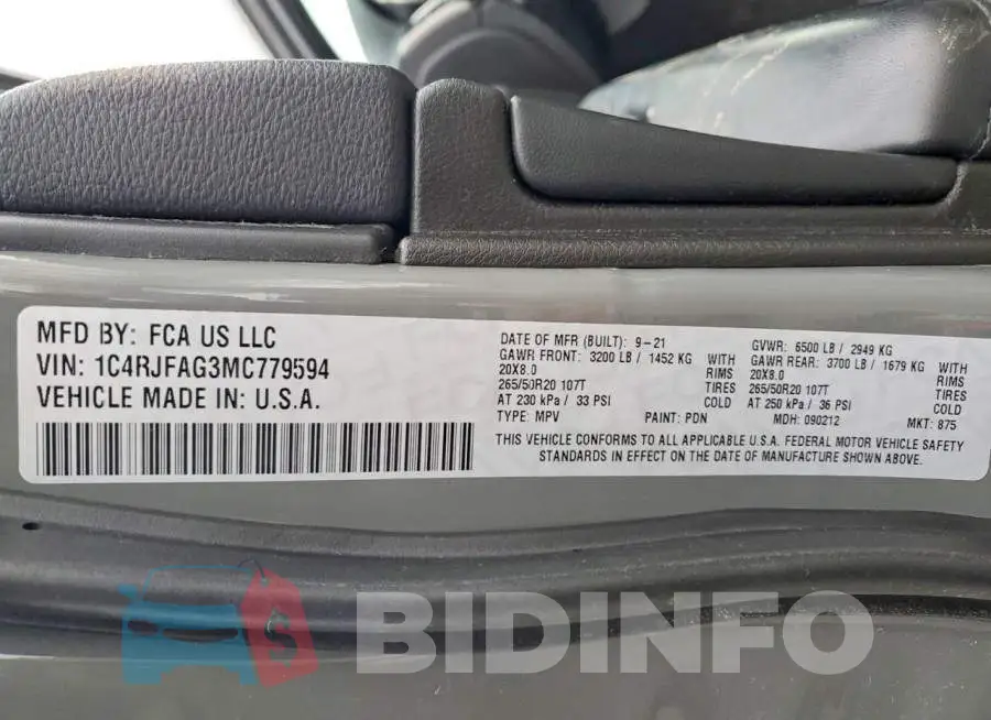 1C4RJFAG3MC779594 Photo# 13