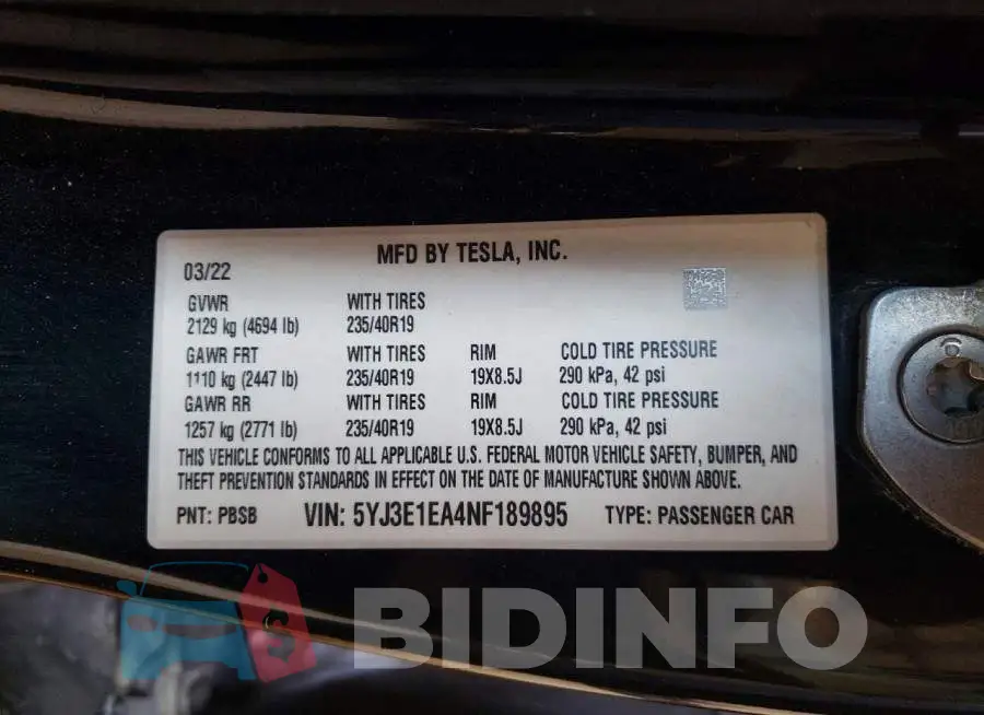 5YJ3E1EA4NF189895 Photo# 13