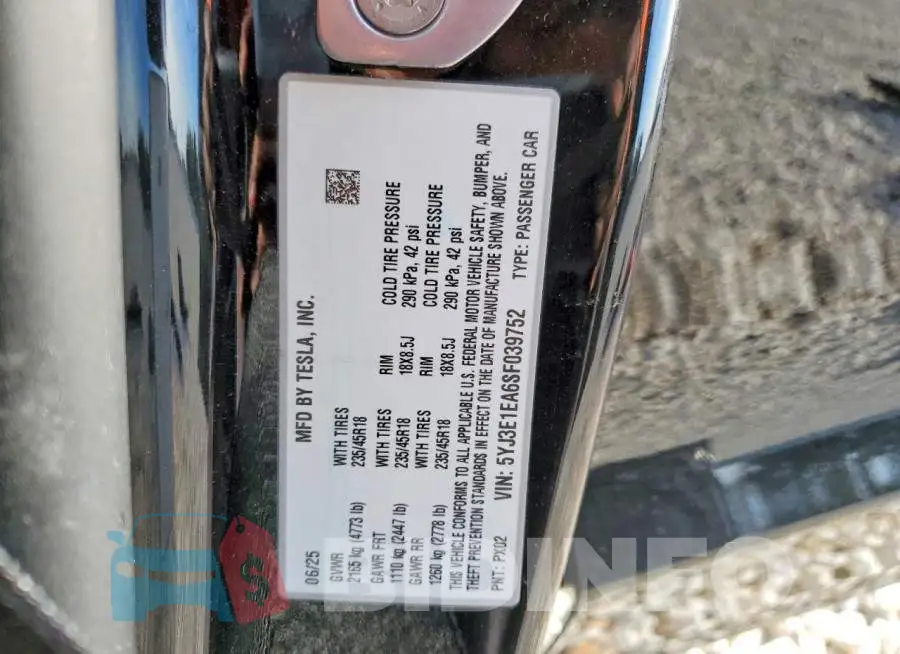 5YJ3E1EA6SF039752 Photo# 12