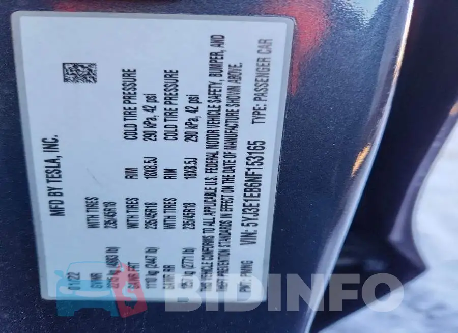 5YJ3E1EB6NF153165 Photo# 13