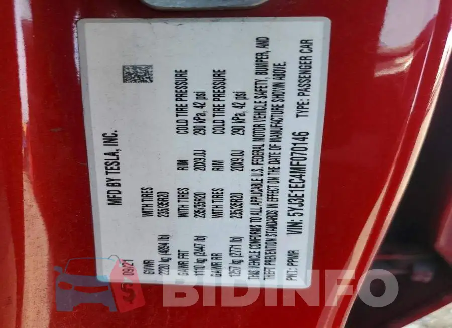 5YJ3E1EC4MF070146 Photo# 12