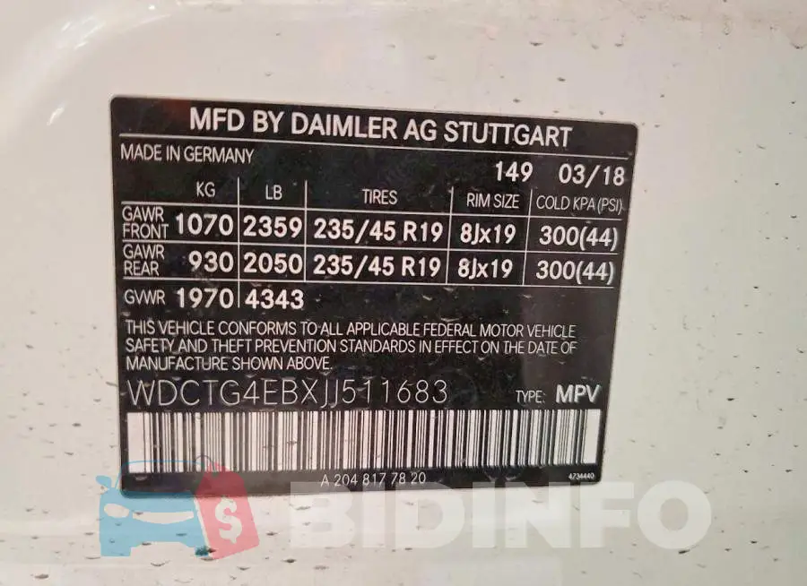 WDCTG4EBXJJ511683 Photo# 12