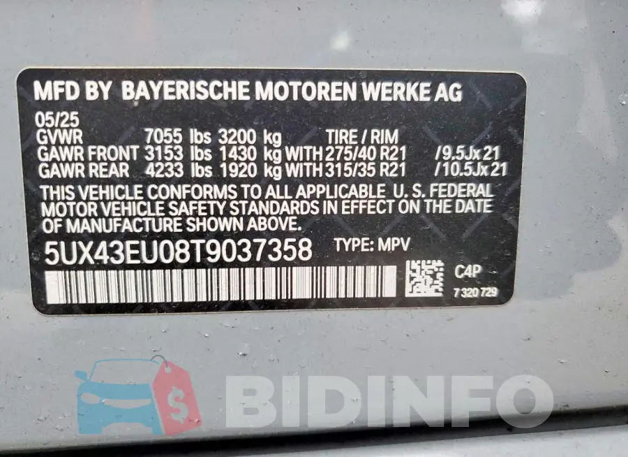 5UX43EU08T9037358 Photo# 13