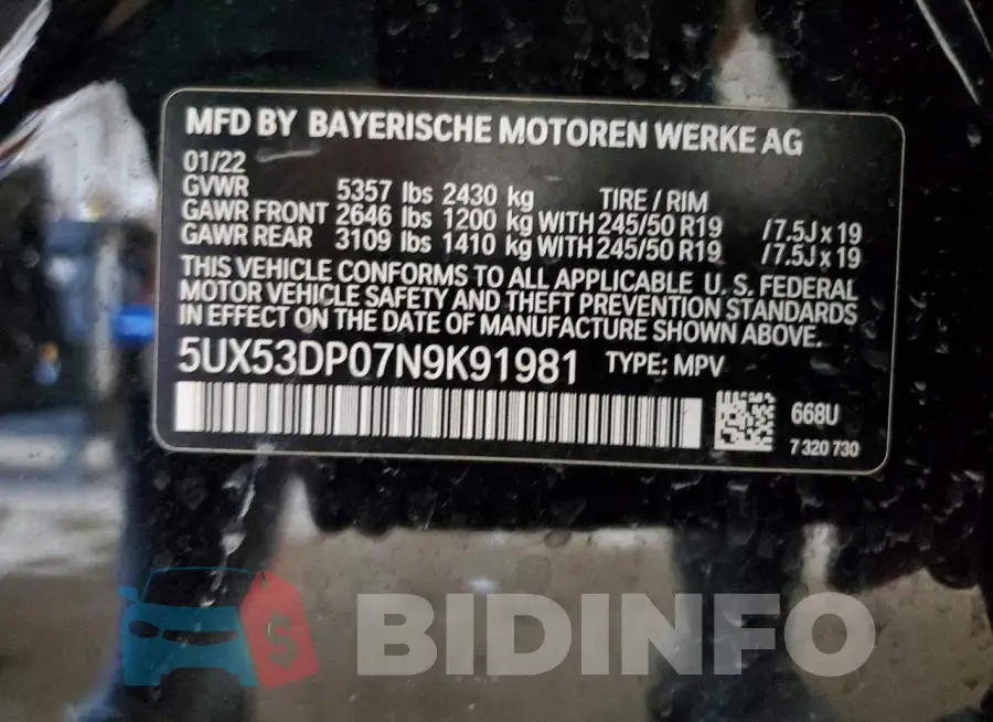5UX53DP07N9K91981 Photo# 14